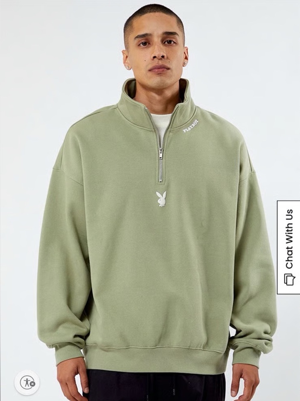 Playboy Pacsun Mode Quarter Zip green jacket play boy